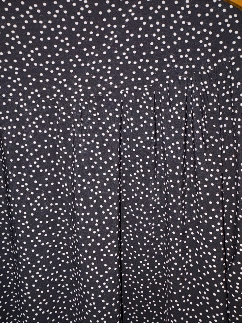 Anne Klein black/white polka dot jersey knit pleated mock neck top Size XL - Picture 6 of 8